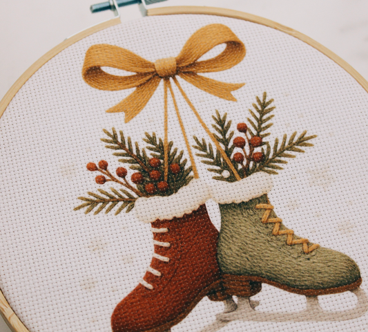 Weihnachts-Stickset „Eislaufschuhe"