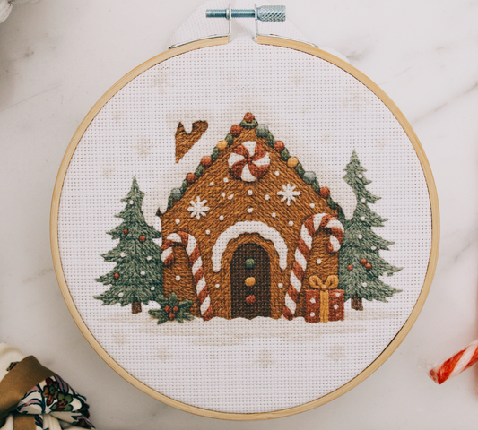 Weihnachts-Stickset „Lebkuchenhaus"