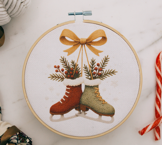 Weihnachts-Stickset „Eislaufschuhe"